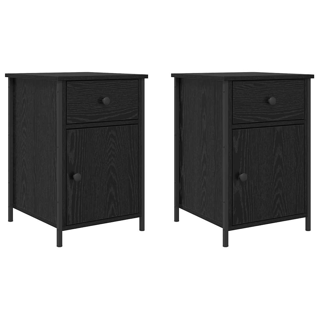Armadio da Notte con cassetto 2 pcs Rovere Nero 40 x 42 x 60 cm