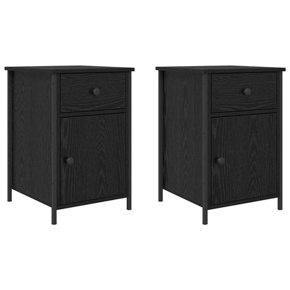 Armadio da Notte con cassetto 2 pcs Rovere Nero 40 x 42 x 60 cm