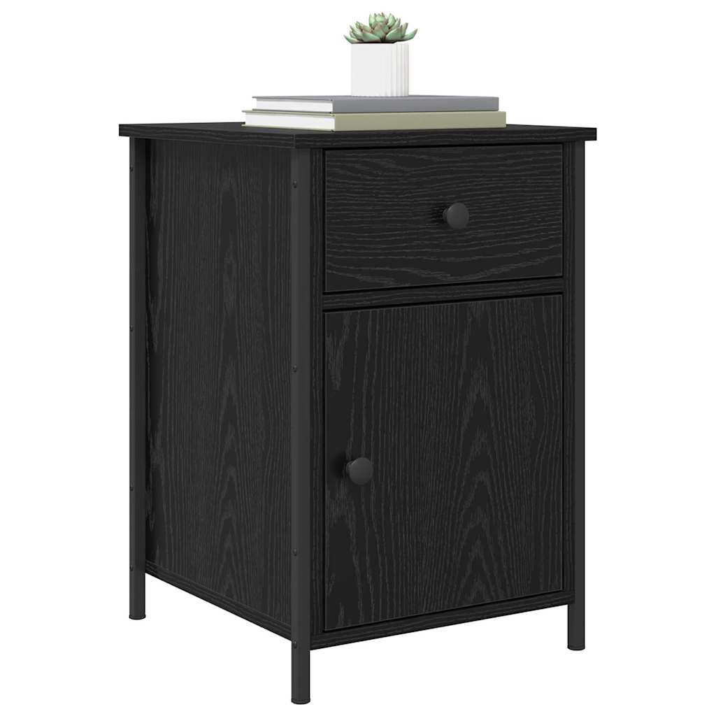 Armadio da Notte con cassetto 2 pcs Rovere Nero 40 x 42 x 60 cm