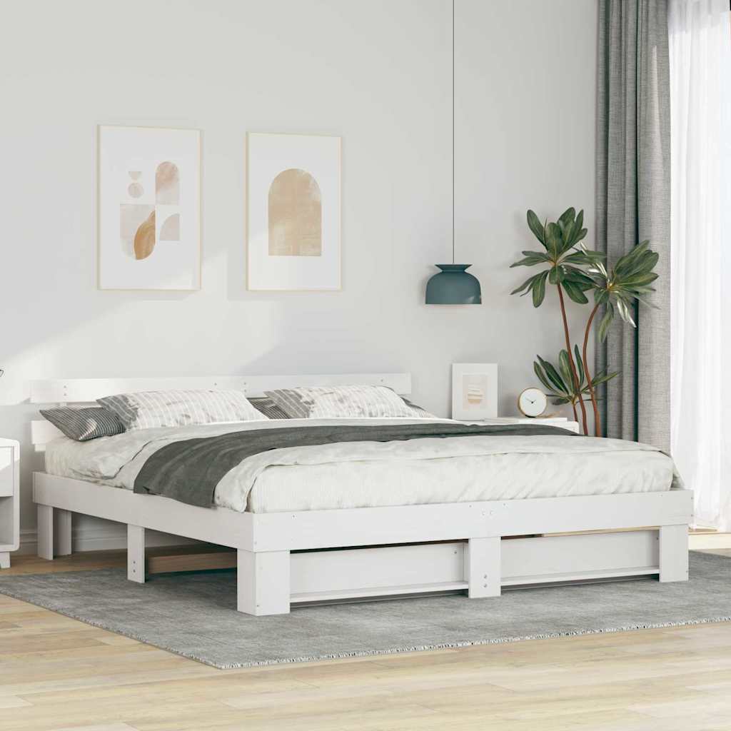 Struttura del letto Bianco 180 x 200 cm Pino massello