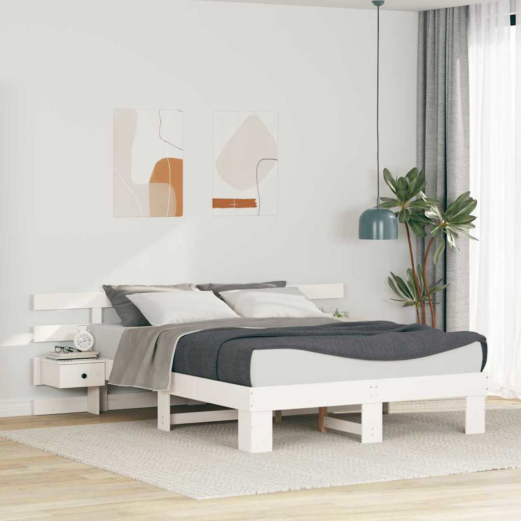 Struttura del letto Bianco 140 x 200 cm Pino massello