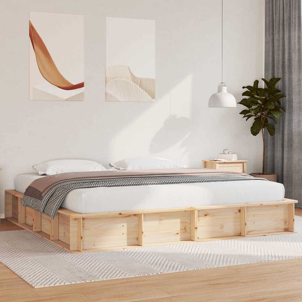 Struttura del letto Marrone 200 x 200 cm Pino massello