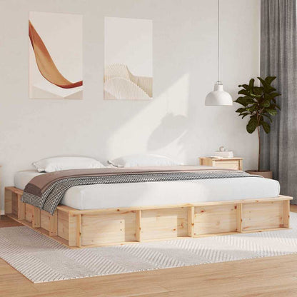 Struttura del letto Marrone 200 x 200 cm Pino massello