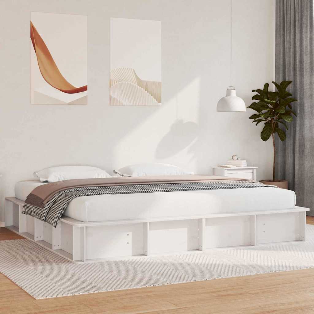 Struttura del letto Bianco 200 x 200 cm Pino massello