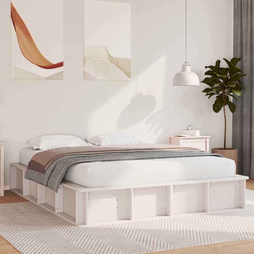 Struttura del letto Bianco 160 x 200 cm Pino massello