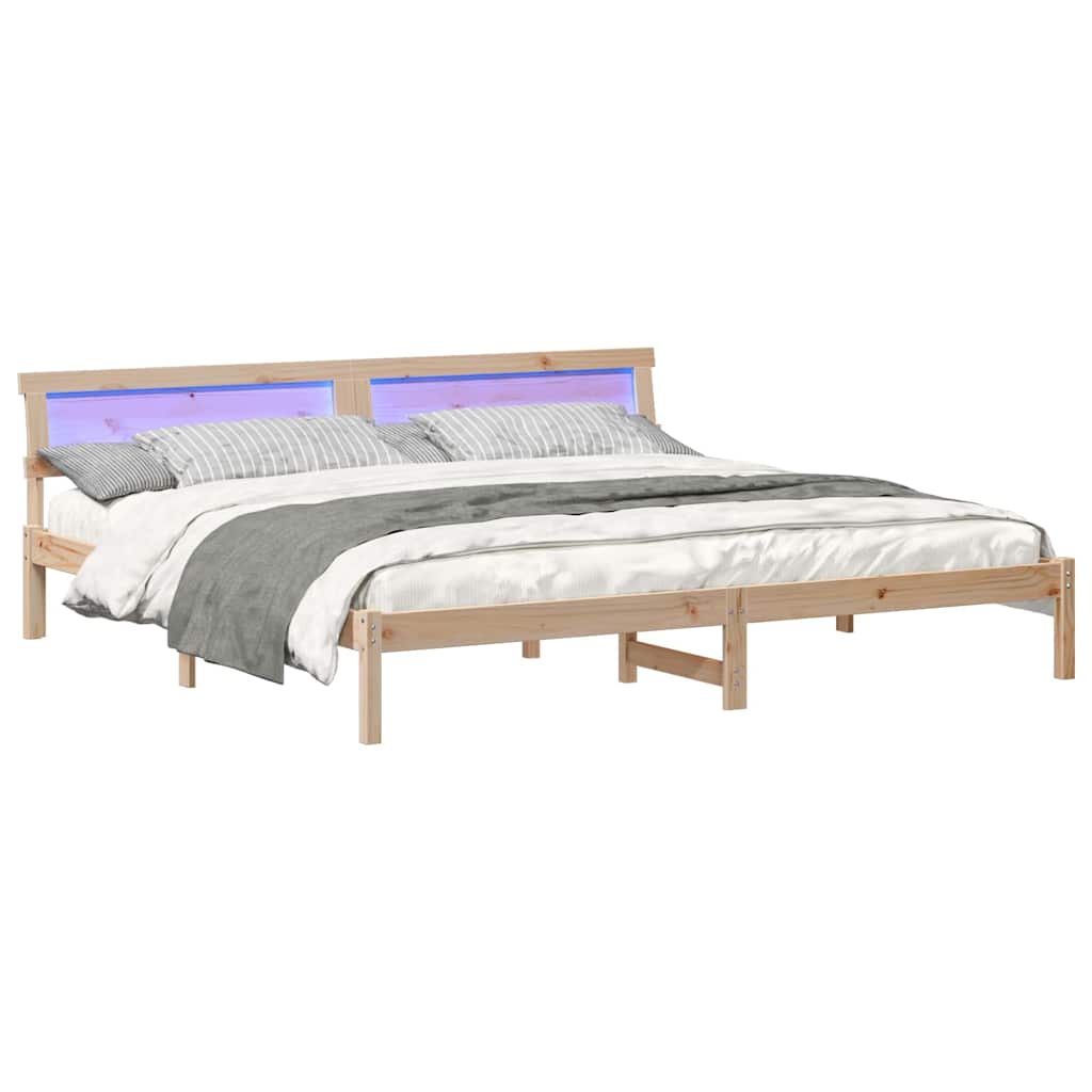 Struttura del letto Marrone 200 x 200 cm Legno di pino massello