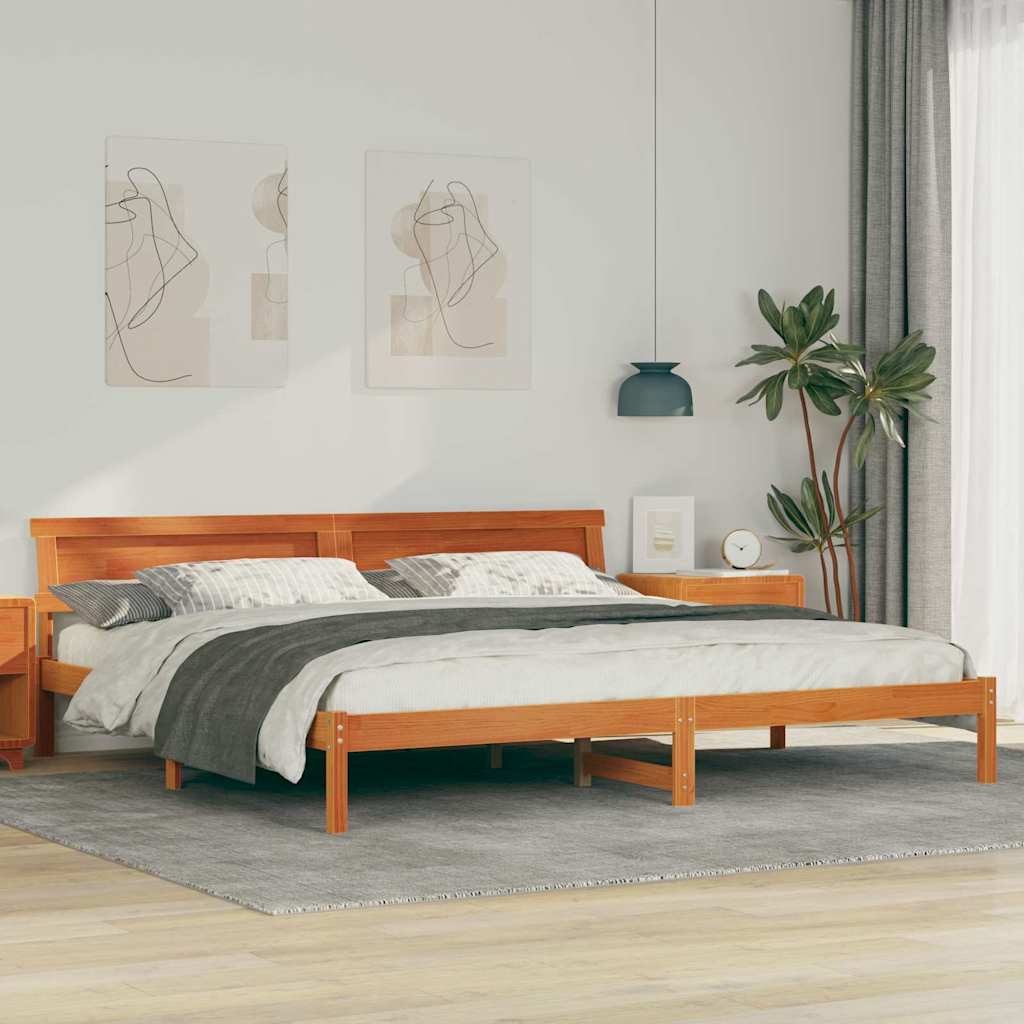 Struttura del letto Marrone cerato 200 x 200 cm Pino massello