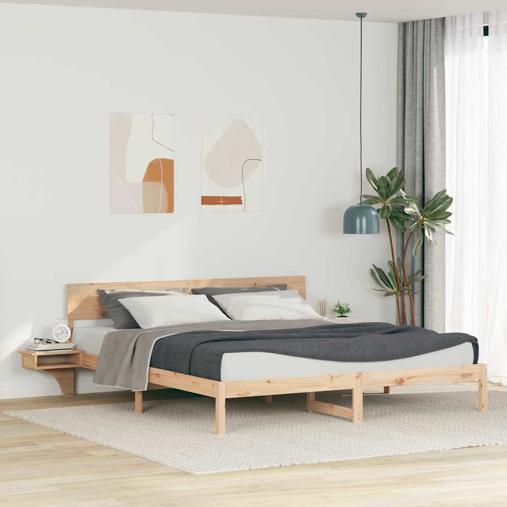Struttura del letto Marrone 200 x 200 cm Pino massello