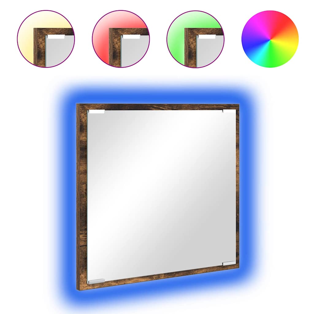 Specchio da bagno LED con specchio Rovere fumÃ© 40 x 37 x 8.5 cm