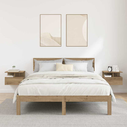 Comodino flottante 2 pcs Rovere artigianale 40 x 31 x 28 cm