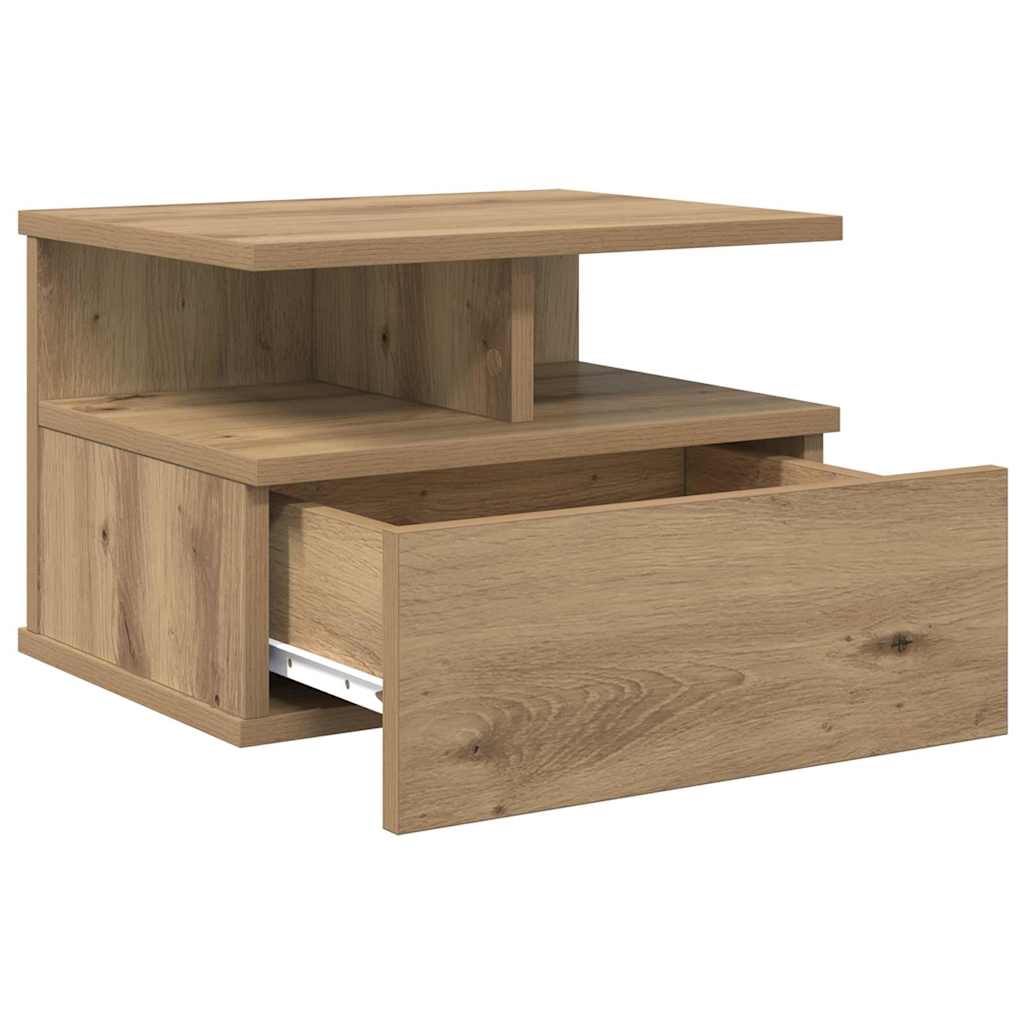 Comodino flottante 2 pcs Rovere artigianale 40 x 31 x 28 cm