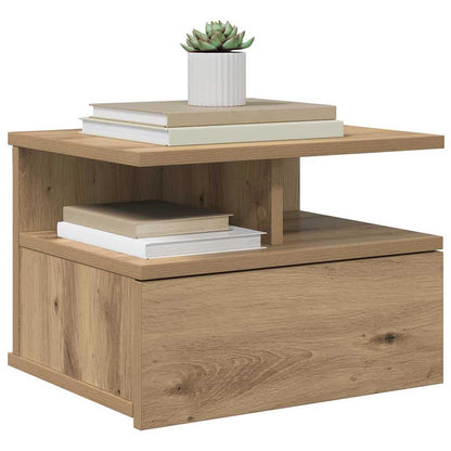 Comodino flottante 2 pcs Rovere artigianale 40 x 31 x 28 cm