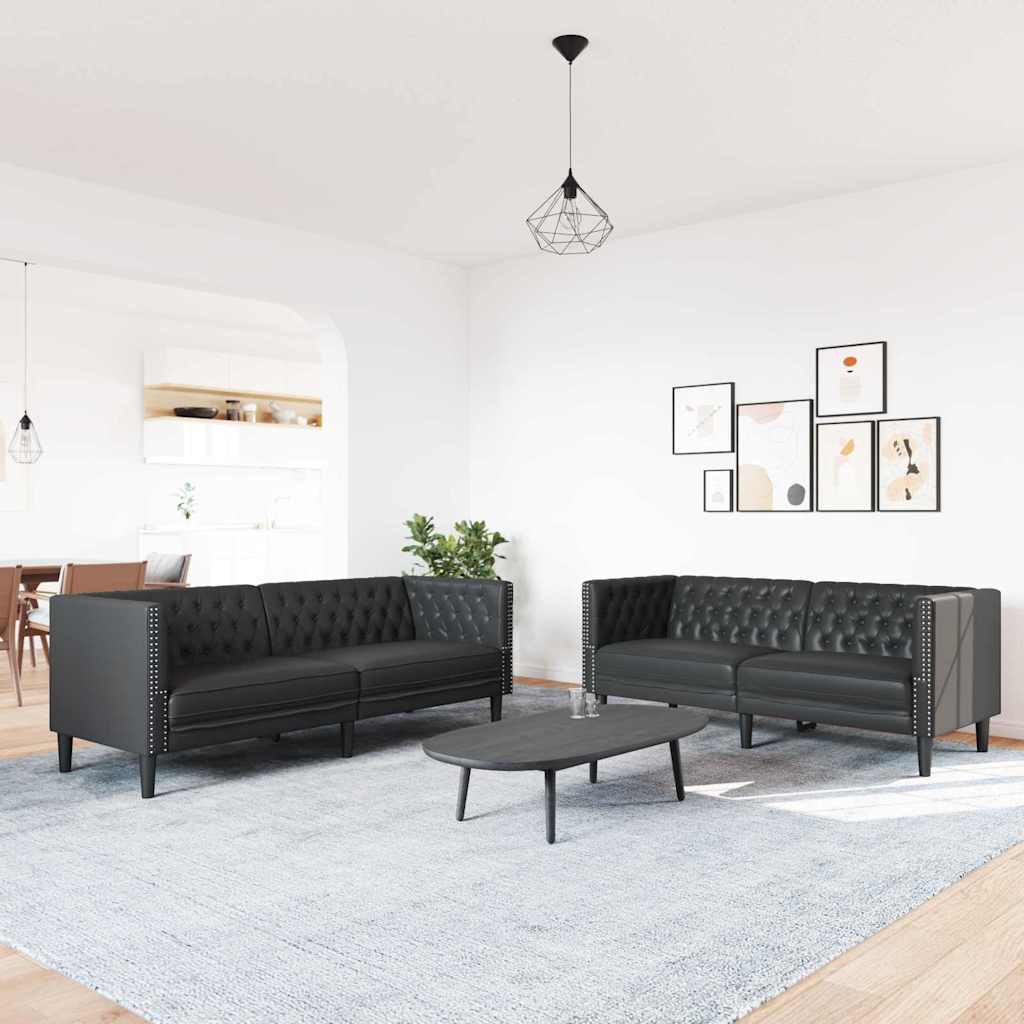 Divano per Soggiorno 2 pcs Nero 194 x 74,5 x 70,5 cm