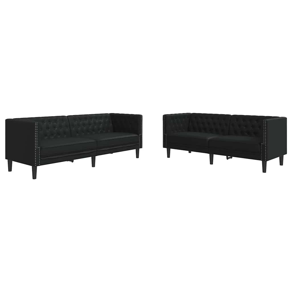 Divano per Soggiorno 2 pcs Nero 194 x 74,5 x 70,5 cm