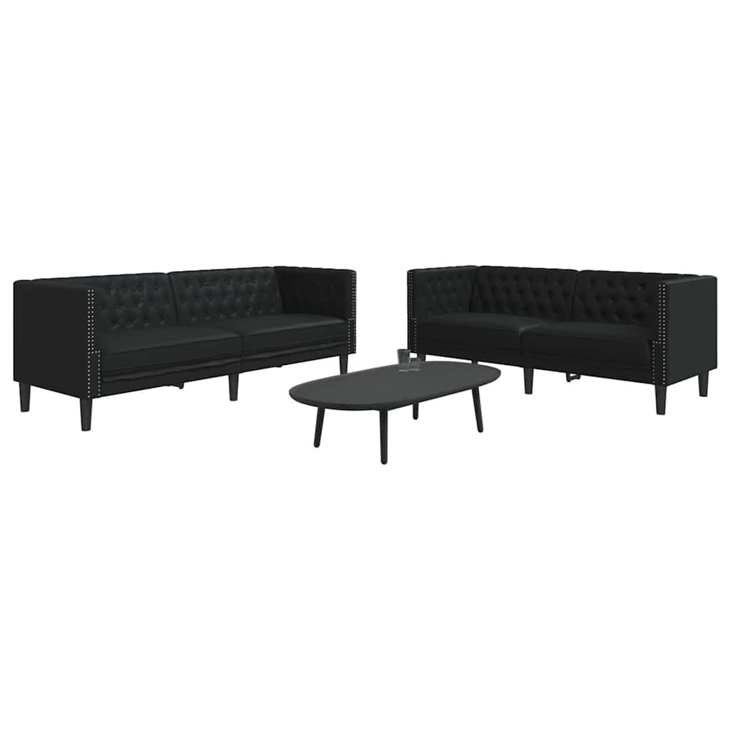 Divano per Soggiorno 2 pcs Nero 194 x 74,5 x 70,5 cm