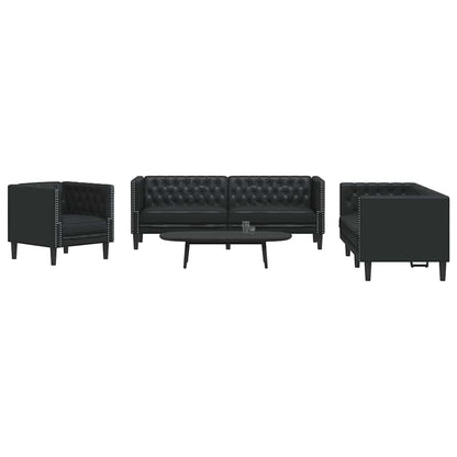 Divano per Soggiorno 3 pcs Nero 194 x 74,5 x 70,5 cm