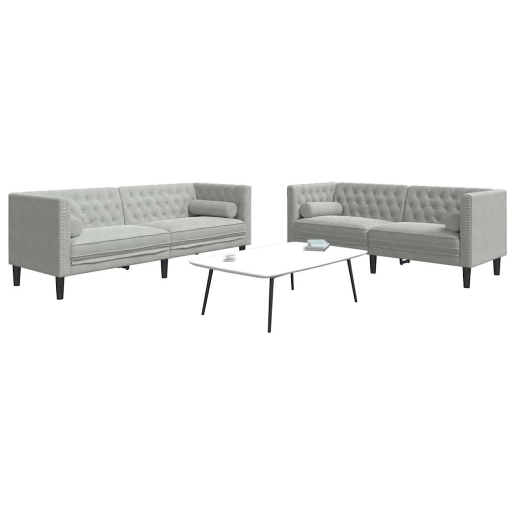 Divano per Soggiorno 2 pcs Grigio chiaro 194 x 74,5 x 70,5 cm