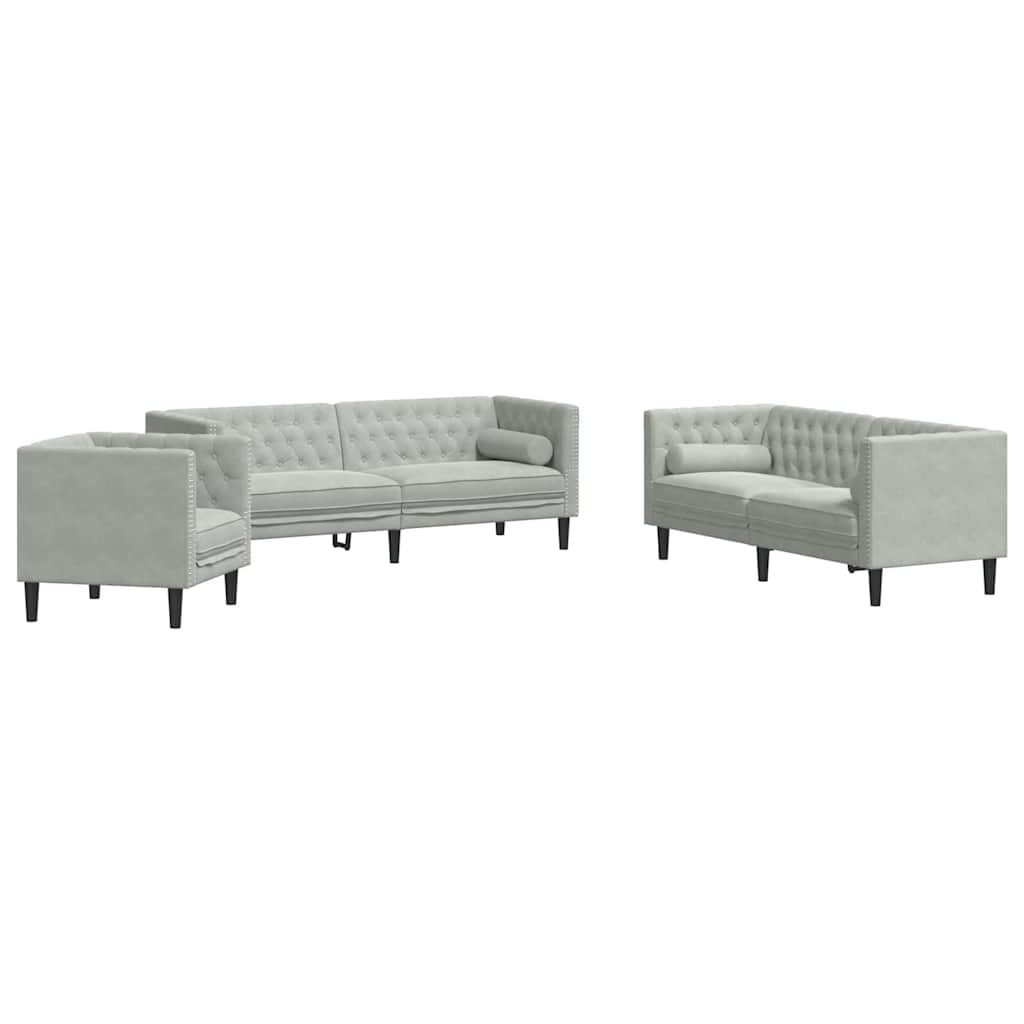 Divano per Soggiorno 3 pcs Grigio chiaro 194 x 74,5 x 70,5 cm