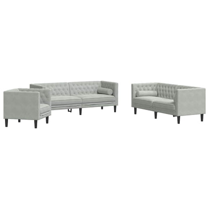 Divano per Soggiorno 3 pcs Grigio chiaro 194 x 74,5 x 70,5 cm