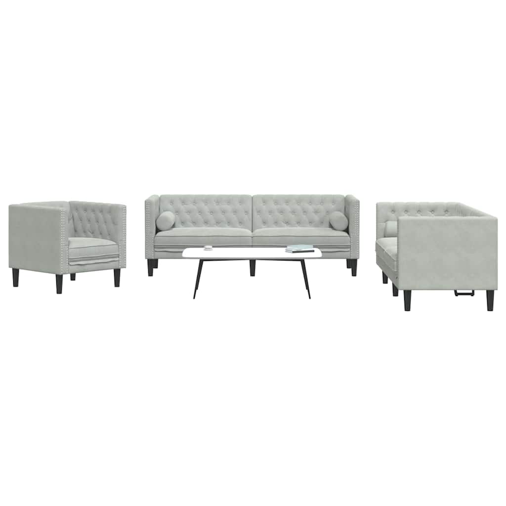 Divano per Soggiorno 3 pcs Grigio chiaro 194 x 74,5 x 70,5 cm