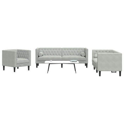 Divano per Soggiorno 3 pcs Grigio chiaro 194 x 74,5 x 70,5 cm