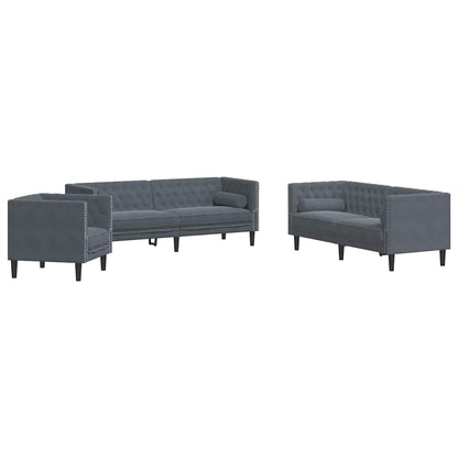 Divano per Soggiorno 3 pcs Grigio scuro 194 x 74,5 x 70,5 cm
