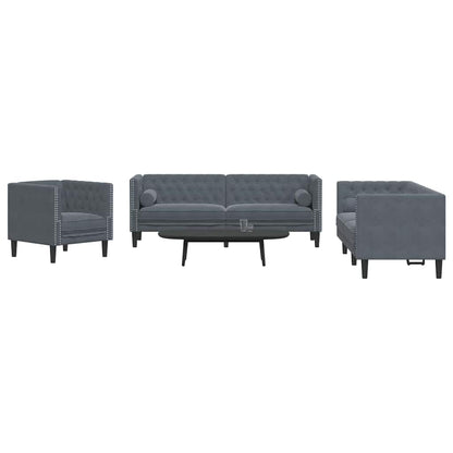 Divano per Soggiorno 3 pcs Grigio scuro 194 x 74,5 x 70,5 cm