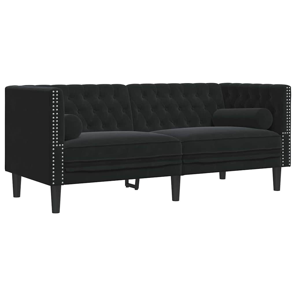 Divano per Soggiorno 3 pcs Nero 194 x 74,5 x 70,5 cm Velluto