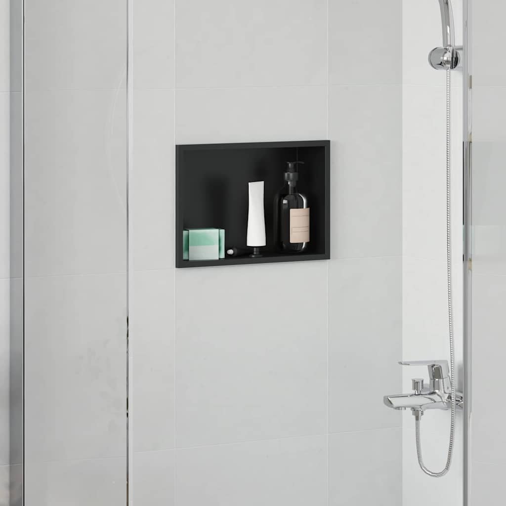 Nicchia per doccia Nero 30 x 20 x 9,5 cm Acciaio inossidabile