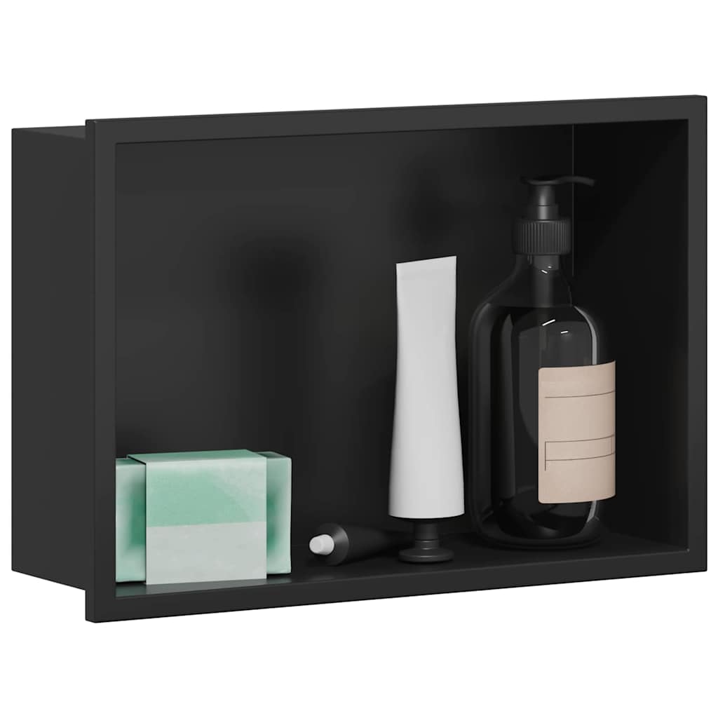Nicchia per doccia Nero 30 x 20 x 9,5 cm Acciaio inossidabile