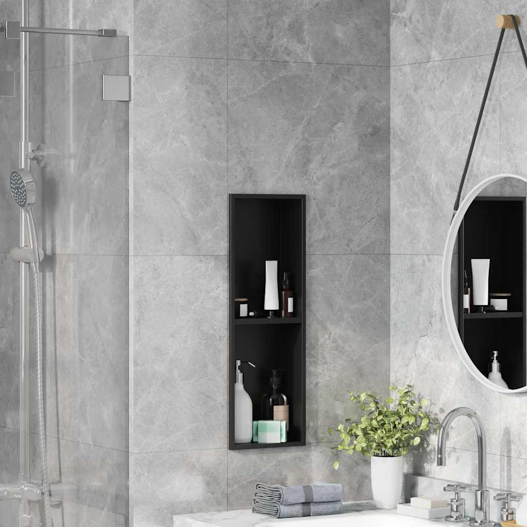 Nicchia per doccia Nero 60 x 20 x 9,5 cm Acciaio inossidabile