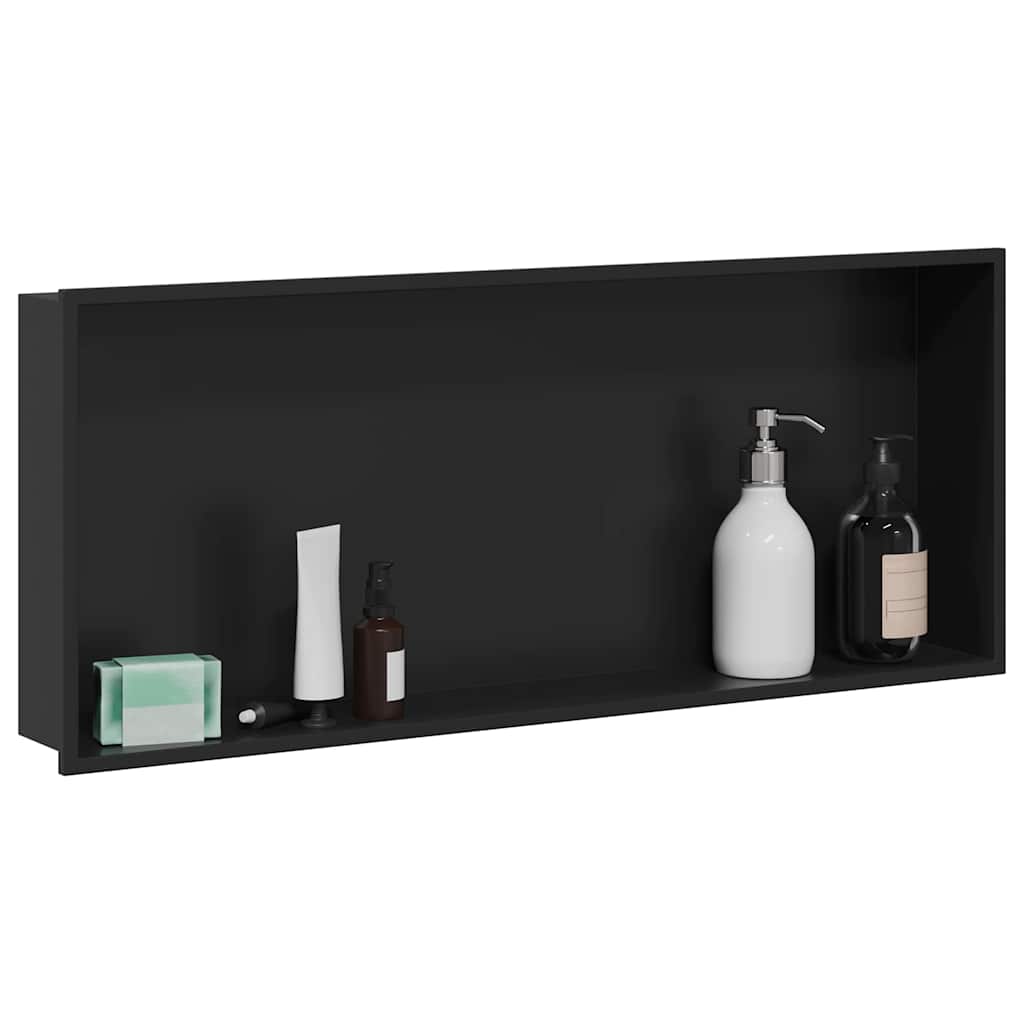 Nicchia per doccia Nero 75 x 30 x 9,5 cm Acciaio inossidabile