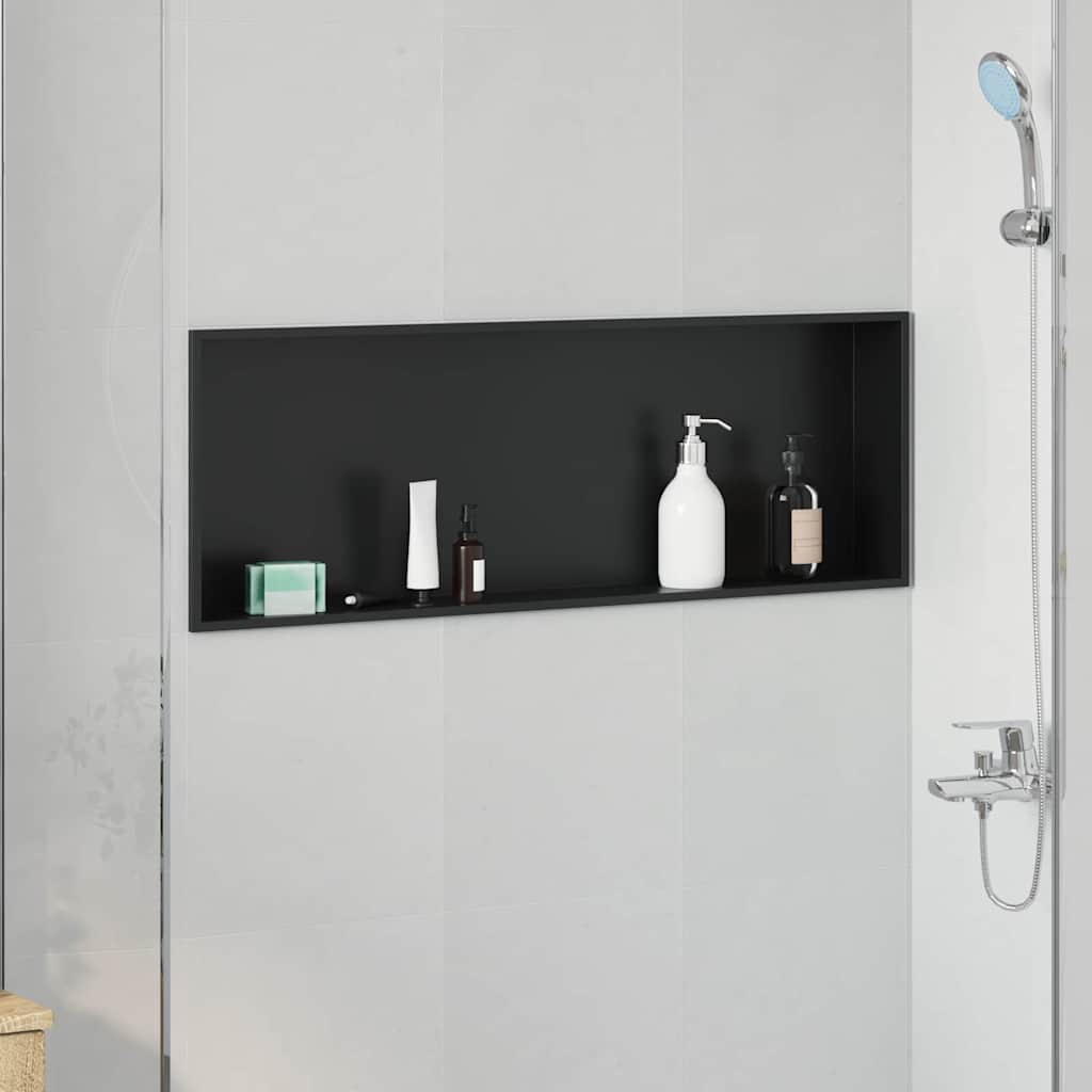 Nicchia per doccia Nero 90 x 30 x 9,5 cm Acciaio inossidabile