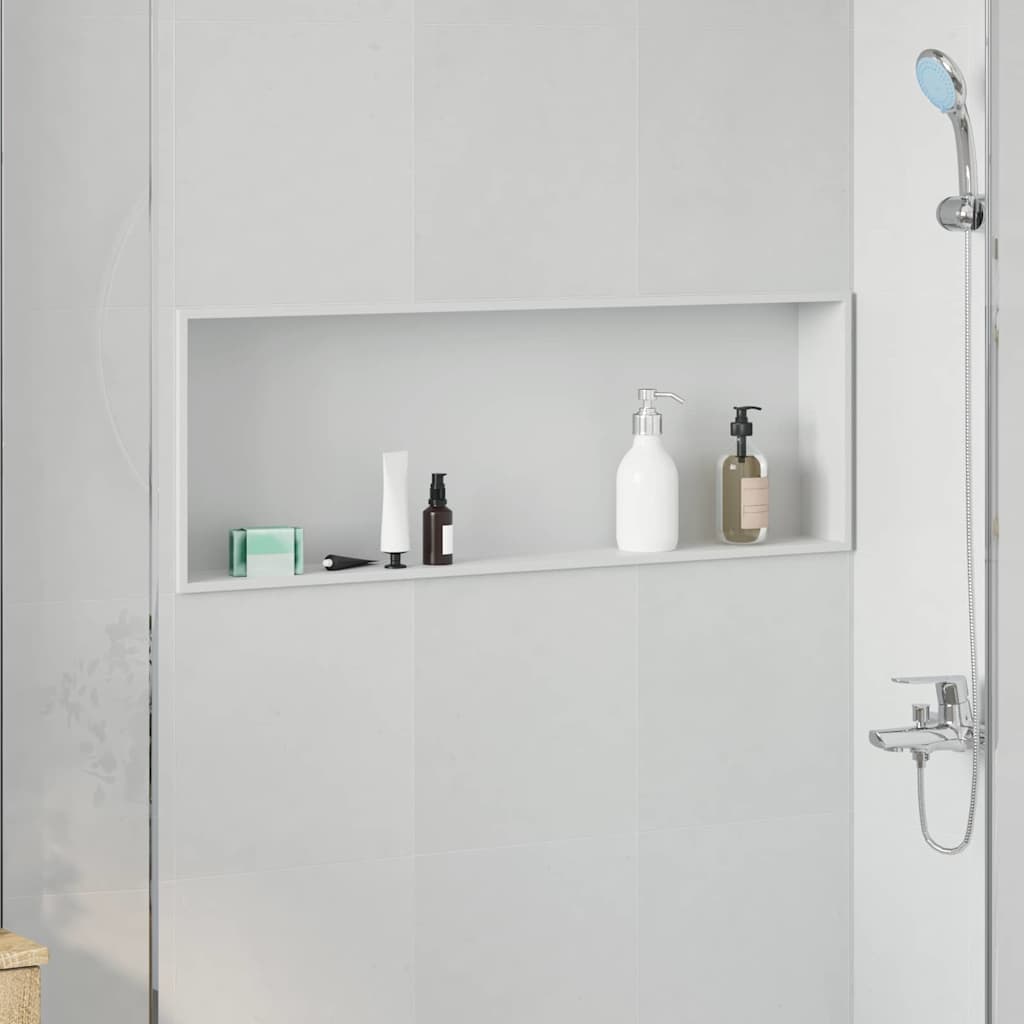 Nicchia per doccia Bianco 90 x 30 x 9,5 cm Acciaio inossidabile