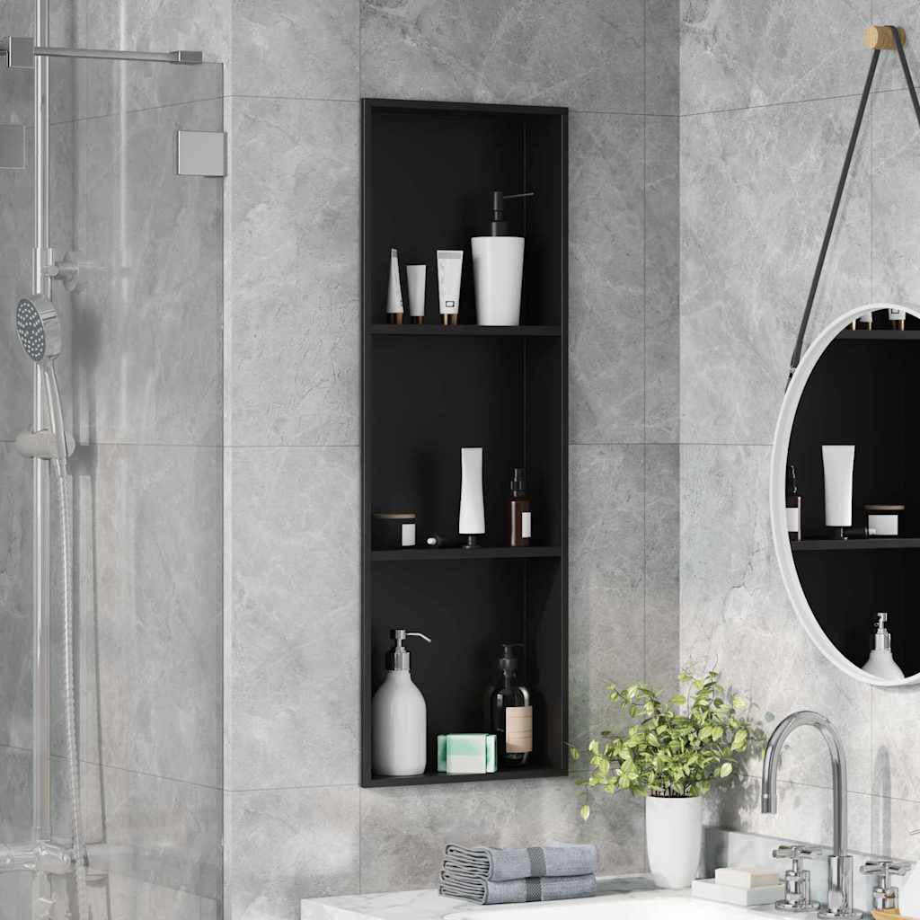 Nicchia per doccia Nero 92 x 32 x 10 cm Acciaio inossidabile