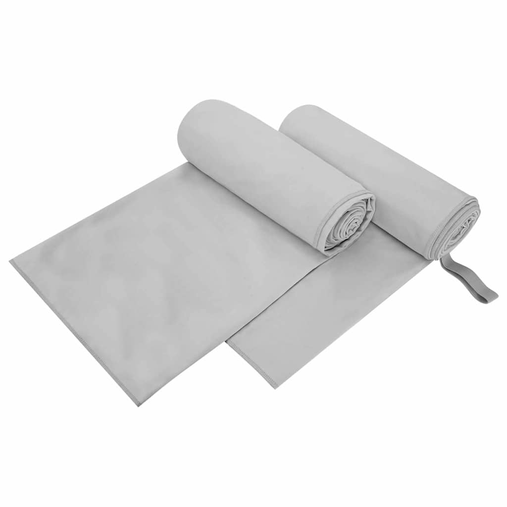 Asciugamani Sportivi 2 pcs Grigio 200 x 100 cm