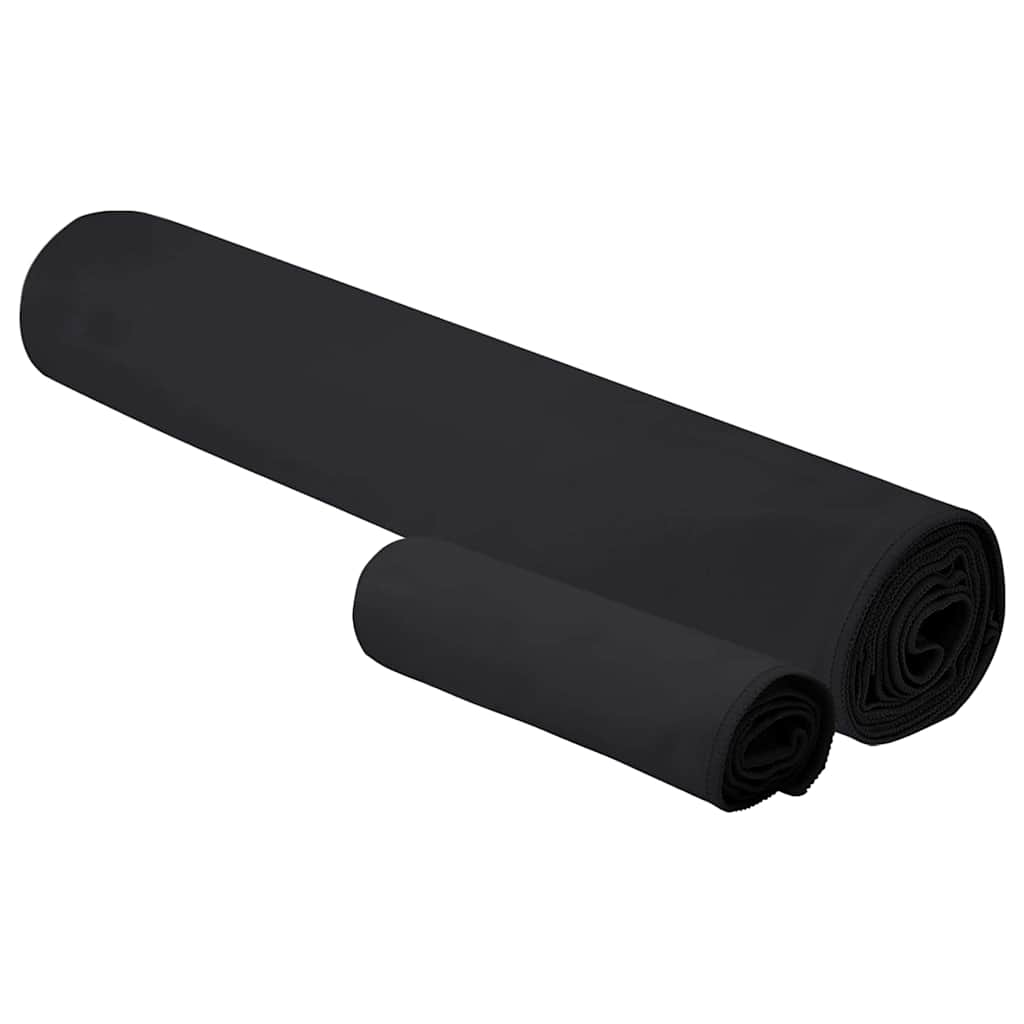 Set di Asciugamani Sportivi 2 pcs Nero Tessuto