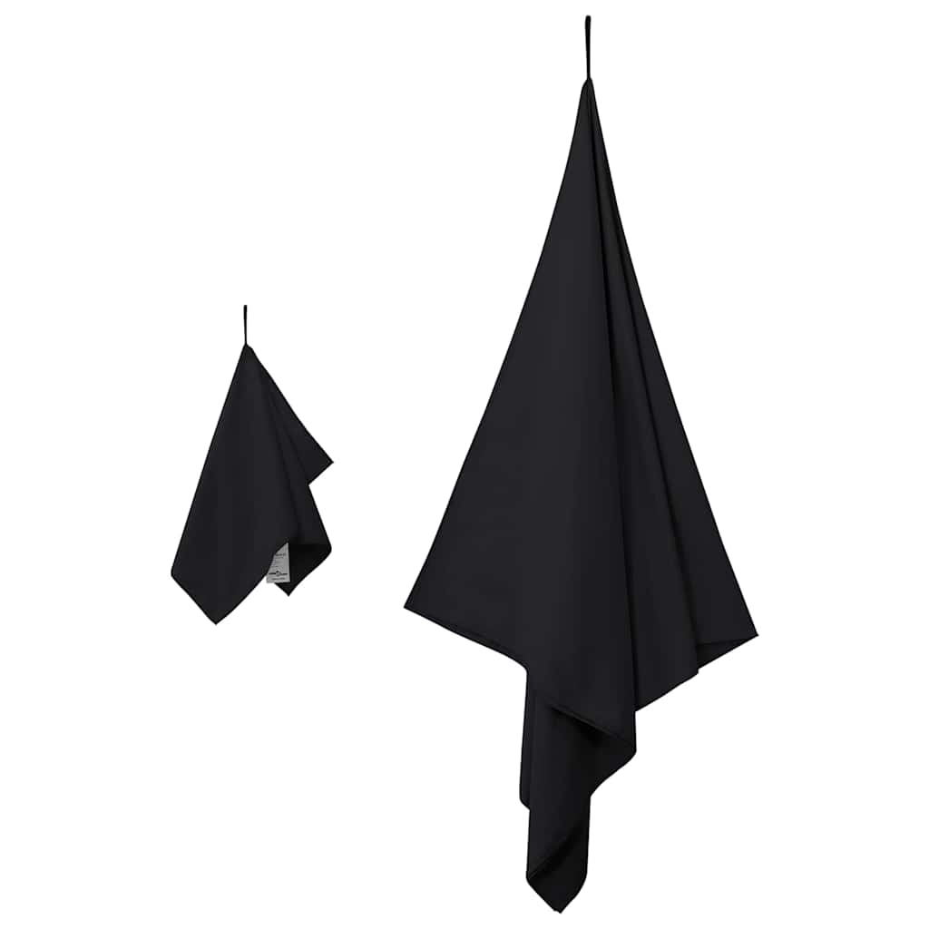 Set di Asciugamani Sportivi 2 pcs Nero Tessuto
