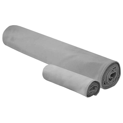 Set di Asciugamani Sportivi 2 pcs Grigio scuro Tessuto