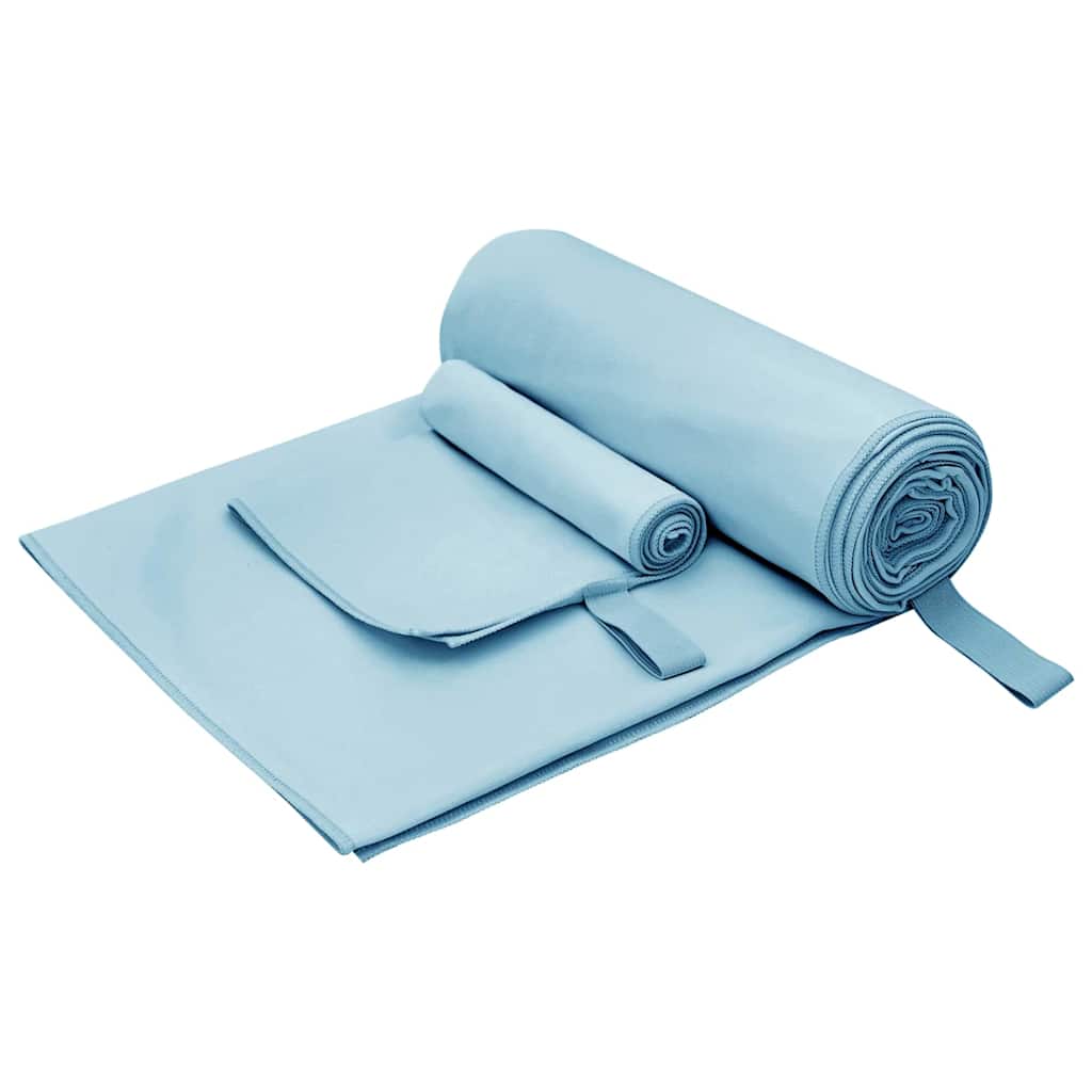 Set di Asciugamani Sportivi 2 pcs Blu Tessuto