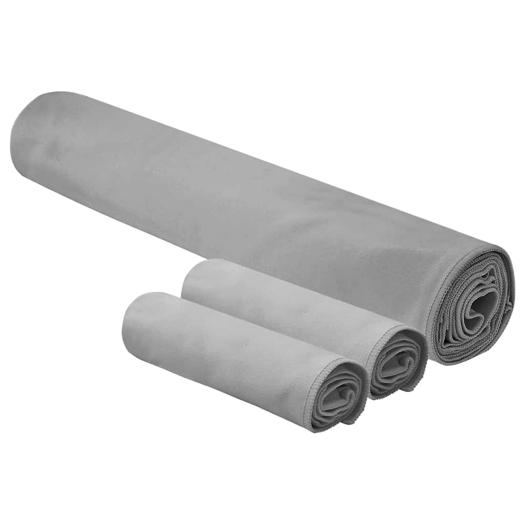 Set di Asciugamani Sportivi 3 pcs Grigio scuro