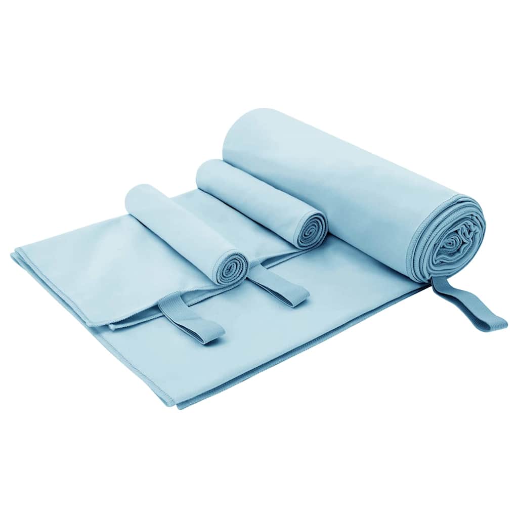 Set di Asciugamani Sportivi 3 pcs Blu Poliestere e poliammide