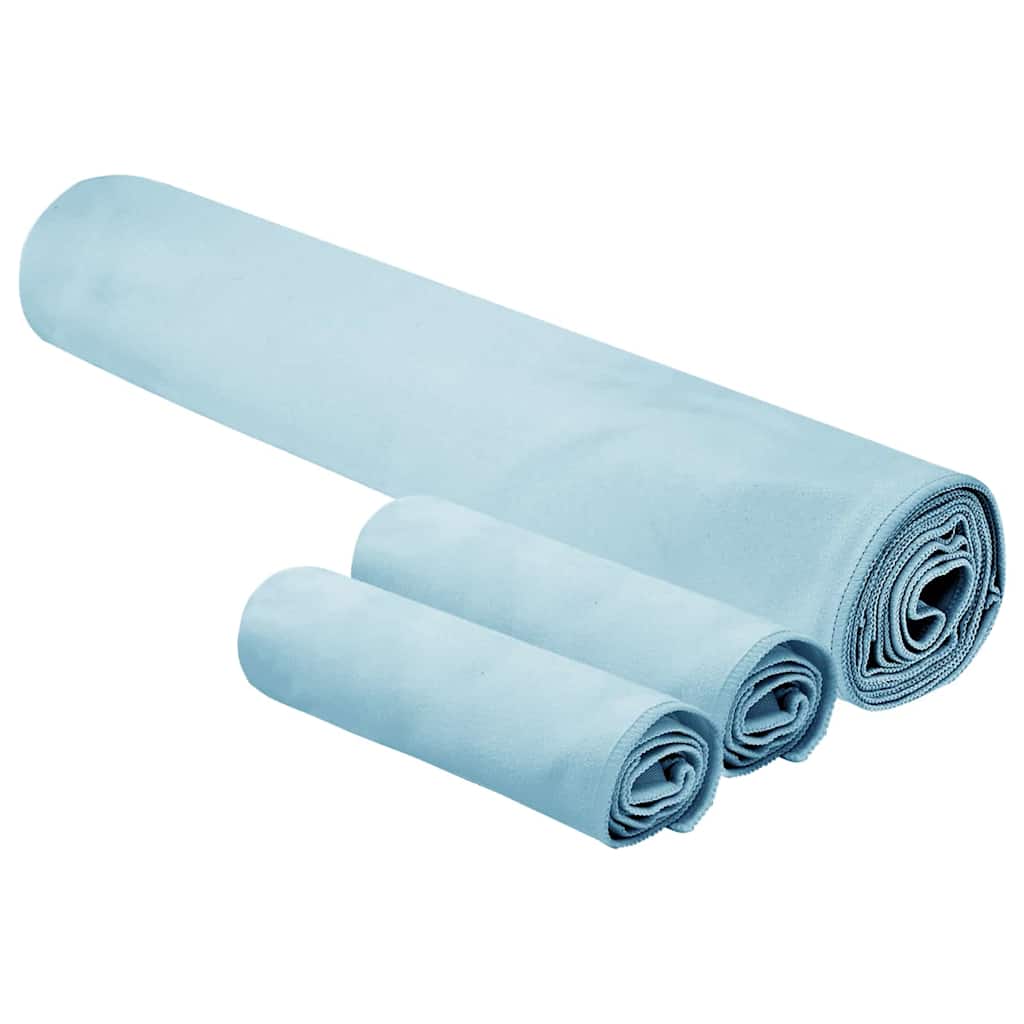 Set di Asciugamani Sportivi 3 pcs Blu Poliestere e poliammide