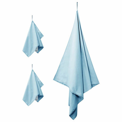 Set di Asciugamani Sportivi 3 pcs Blu Poliestere e poliammide