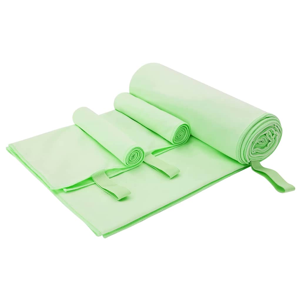 Set di Asciugamani Sportivi 3 pcs Verde Poliestere e poliammide