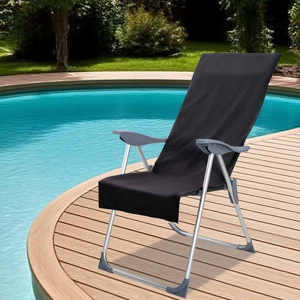 Asciugamani per Sedia Outdoor 2 pcs Nero 130 x 60 cm
