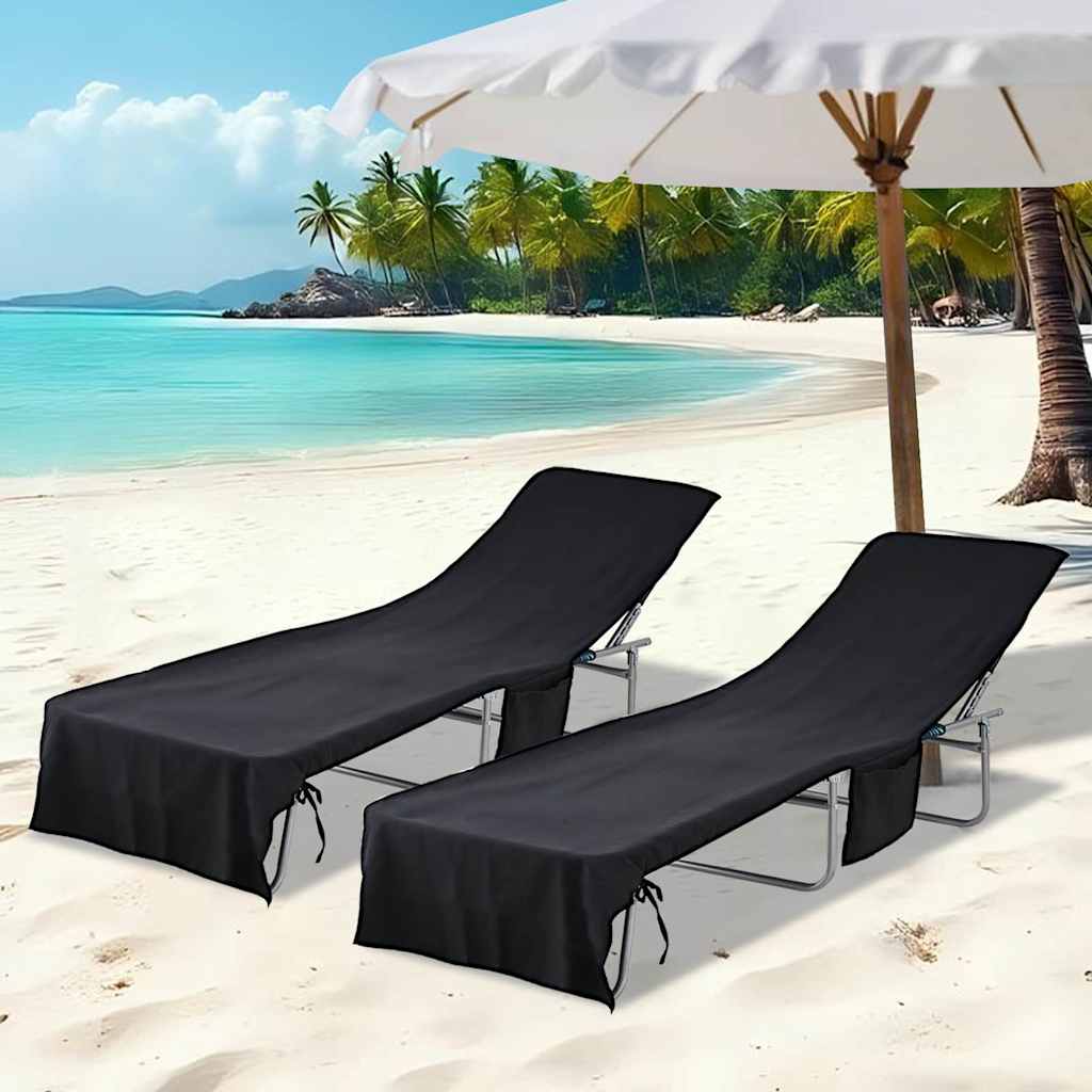 Asciugamani per lettino 2 pcs Nero 210 x 75 cm