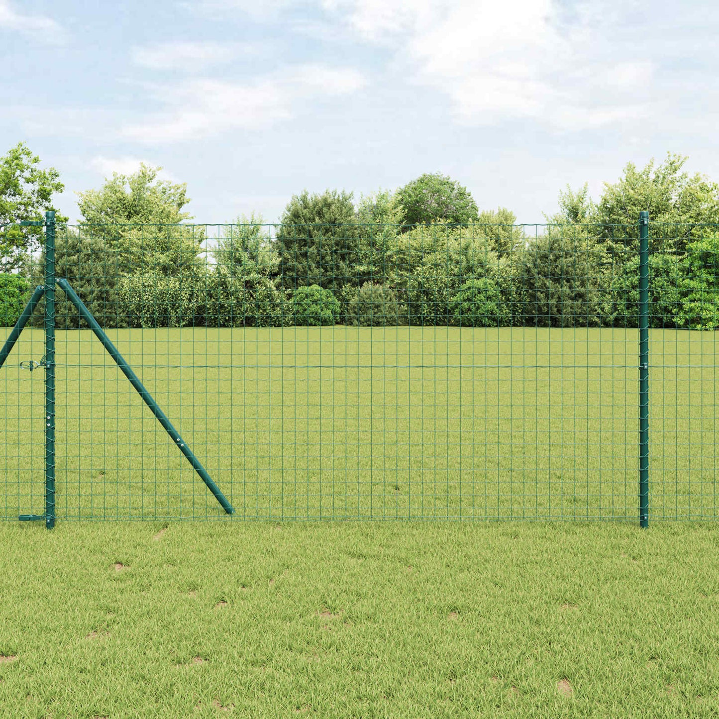 Palo della recinzione 2 pcs Verde Acciaio Verniciato a Polvere