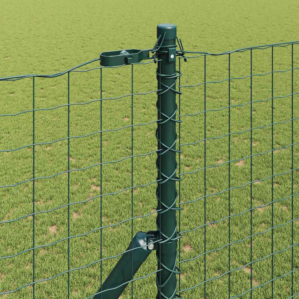 Palo della recinzione 12 pcs Verde Acciaio Verniciato a Polvere
