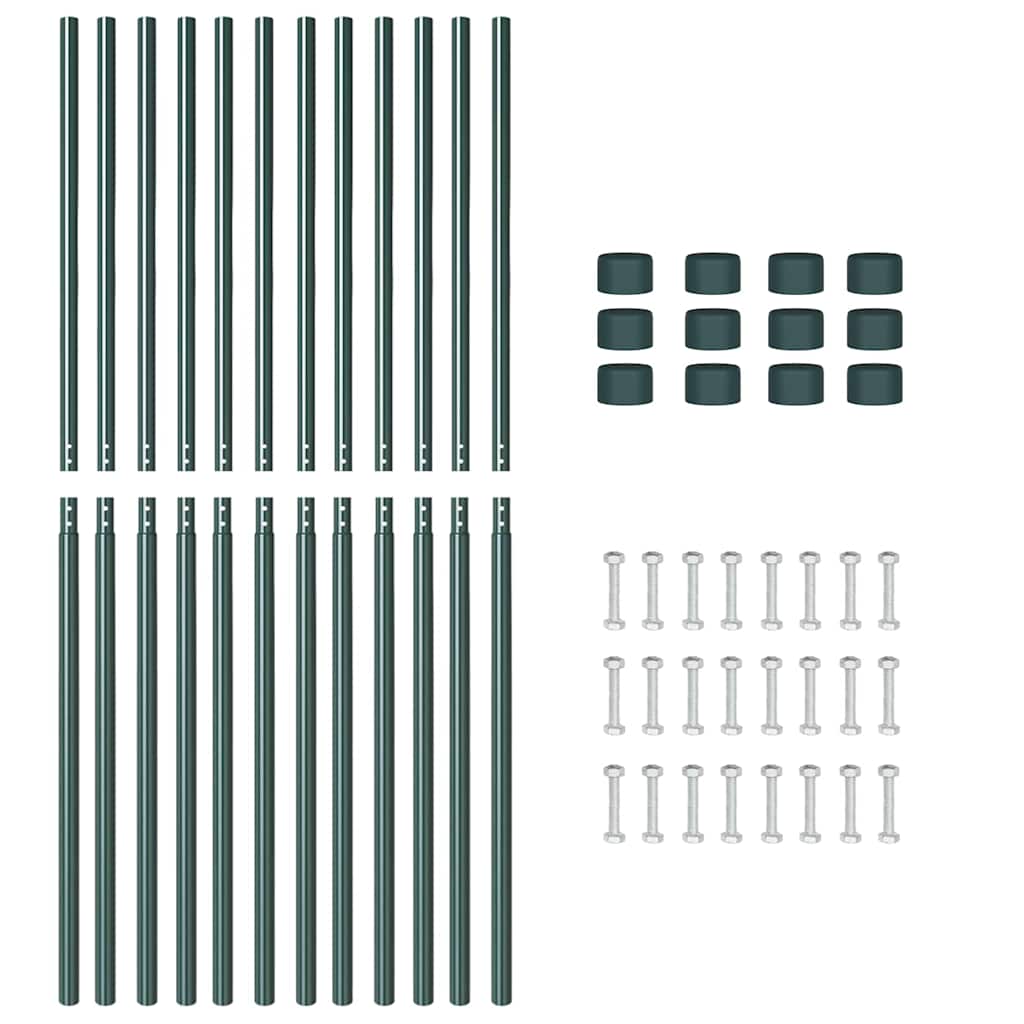 Palo della recinzione 12 pcs Verde Acciaio Verniciato a Polvere
